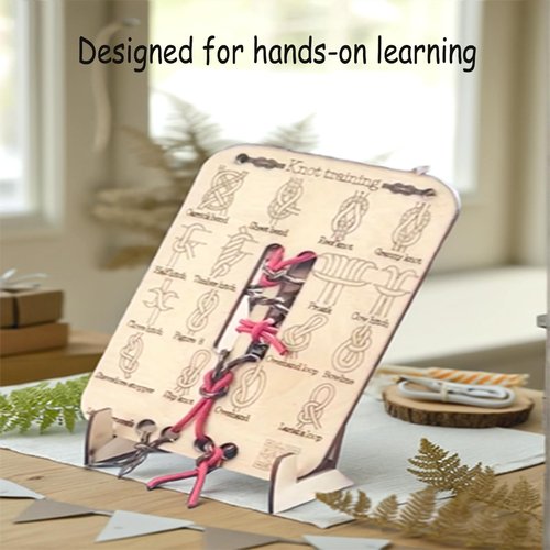 KYWYOYOU Learn Knot Training Board, Knot Tying kit, Learn to tie Knot Training Board, 16 Knotting Methods for Beginners, Knot Tying Book for Outdoor Survival, Camping