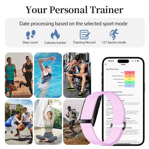 Smart Health Wristband for Men Women, Wearable Activity & Fitness Tracker with GPS, 100+ Sport Modes, Measuring Heart Rate, Health, Sleep, Stress, IP68 Waterproof Health Tracker with Free App, Pink