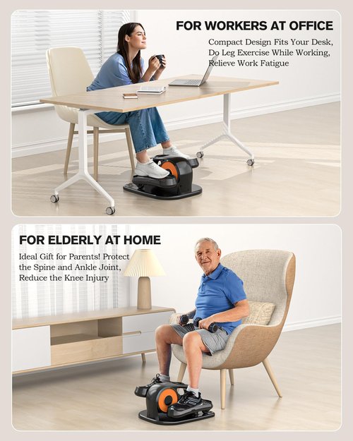 Under Desk Elliptical Machine, Seated Elliptical Ellipse Leg Exerciser for Seniors Fully Assembled, Quiet & Portable Electric Pedal Exerciser with Remote Control & 12 Adjustable Speeds