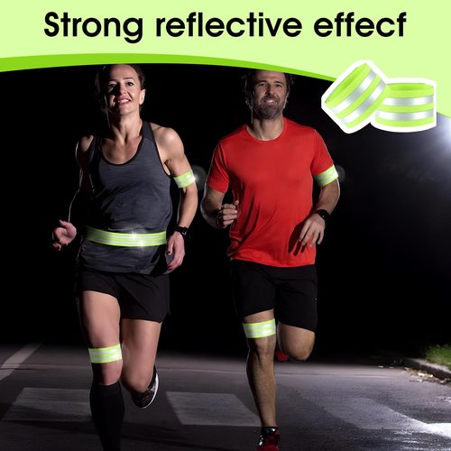 Eldraqth 4 Pcs High Visibility Reflective Sash Armbands Sash for Walking at Night Ankle Straps Elastic Reflective Running Gear Safety Reflector Tape Straps for Cycling Running Walking Night Work