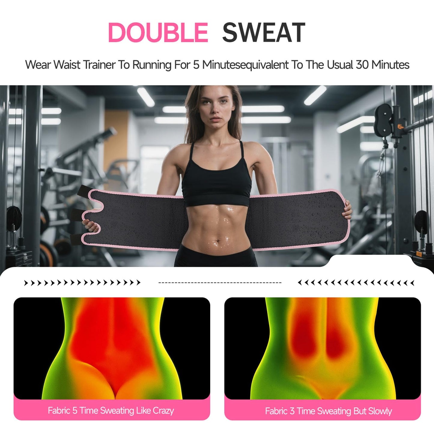 Waist Trainer for Women Men,Sweat Waist Trimmer Belt,Sweat Band for Stomach Weighe loss,Waist Trainers for Women Belly Fat (Pink Edge, Small)