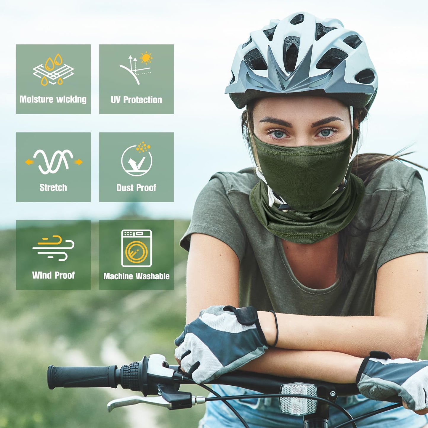 6 Pack Neck Gaiter for Men Women Gator Summer UV Dust Mask Cooling Neck Gaiters Face Cover for Sun Protection Scarf Bandana
