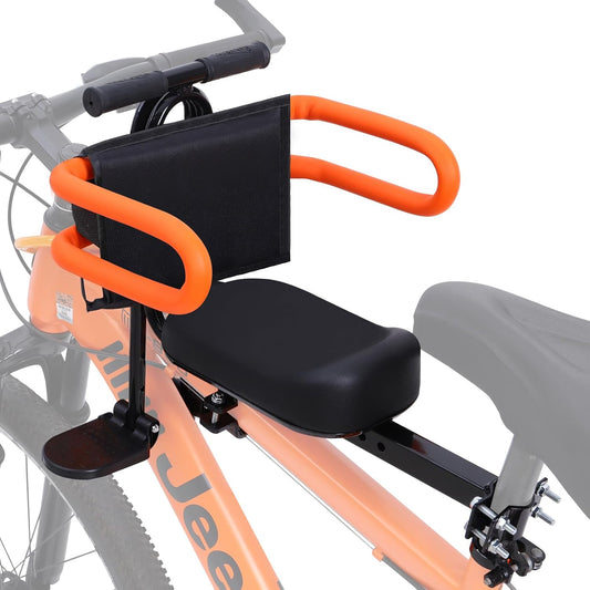 Kids Bike Seat Child Bike Seat Bicycle Seats for Children 2-5 Years Front Mount Kid Bicycle Seat Kids Bicycle Seats with Foot Pedals Front Mount with Handlebar Attachment Detachable