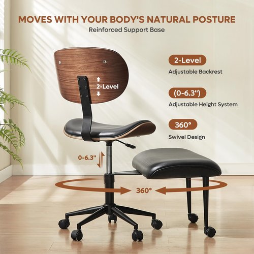 Bestier Meditation Chair with Wider Bentwood Back Support, Ergonomic Cross Legged Office Chair for Adults up to 300 lbs, 360° Swivel Adjustable Height for Multi Position (Contemporary Bentwood, Black)