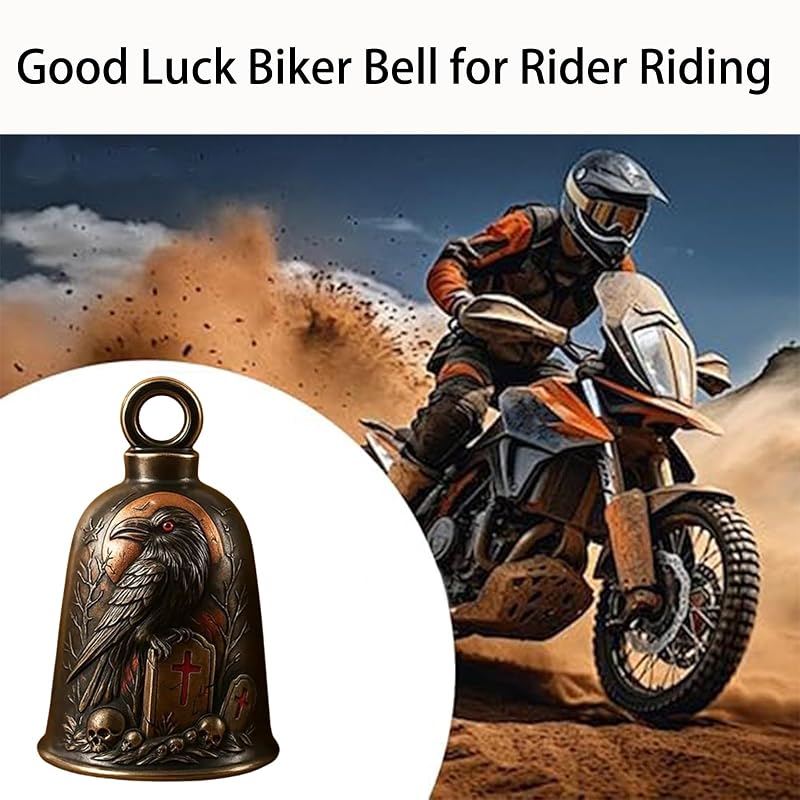 Blood Moon Cemetery Crow Motorcycle Guardian Bell 3D Skull & Crow