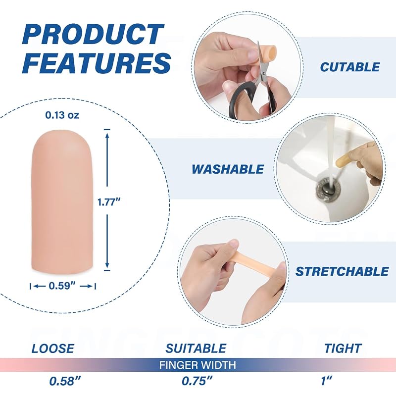 MasterMo Silicone Finger Cots Protectors Set of 10 - Nude M/L/S Variation