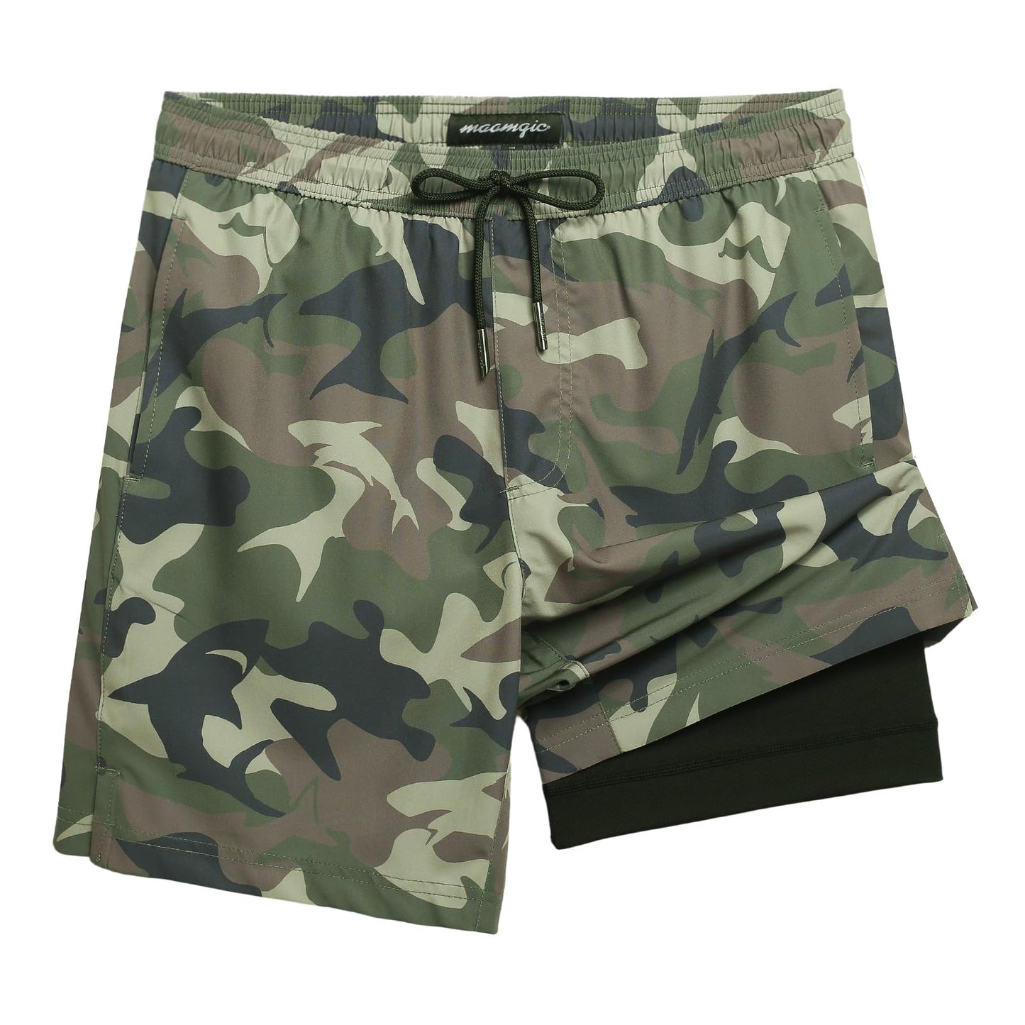 maamgic Mens Swim Trunks with Compression Liner 7 Inch Inseam Mens Bathing Suit Quick Dry Swimming Trunks Swimsuit Camo X-Large