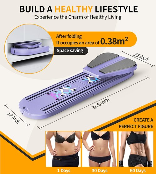 Pilates Board - Pilates Reformer Set, 6 in 1 Pilates Boards for Home Workout, Portable and Foldable Pilates Reformers, Multifunctional Reformer Pilates Machine, Pilates Board for Women