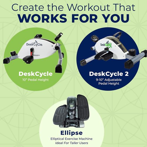 DeskCycle Ellipse Leg Exerciser - Under Desk Elliptical Machine and Foot Pedal Exerciser - Leg Exerciser While Sitting - Compact Under Desk Exercise Equipment