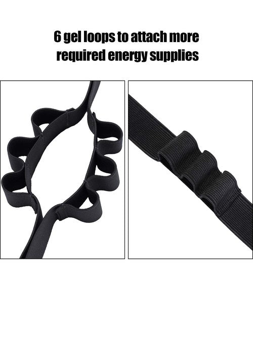 JOVITEC 2 Pieces Race Number Belt with 6 Gel Loops for Running Cycling Triathlon Marathon (Black)