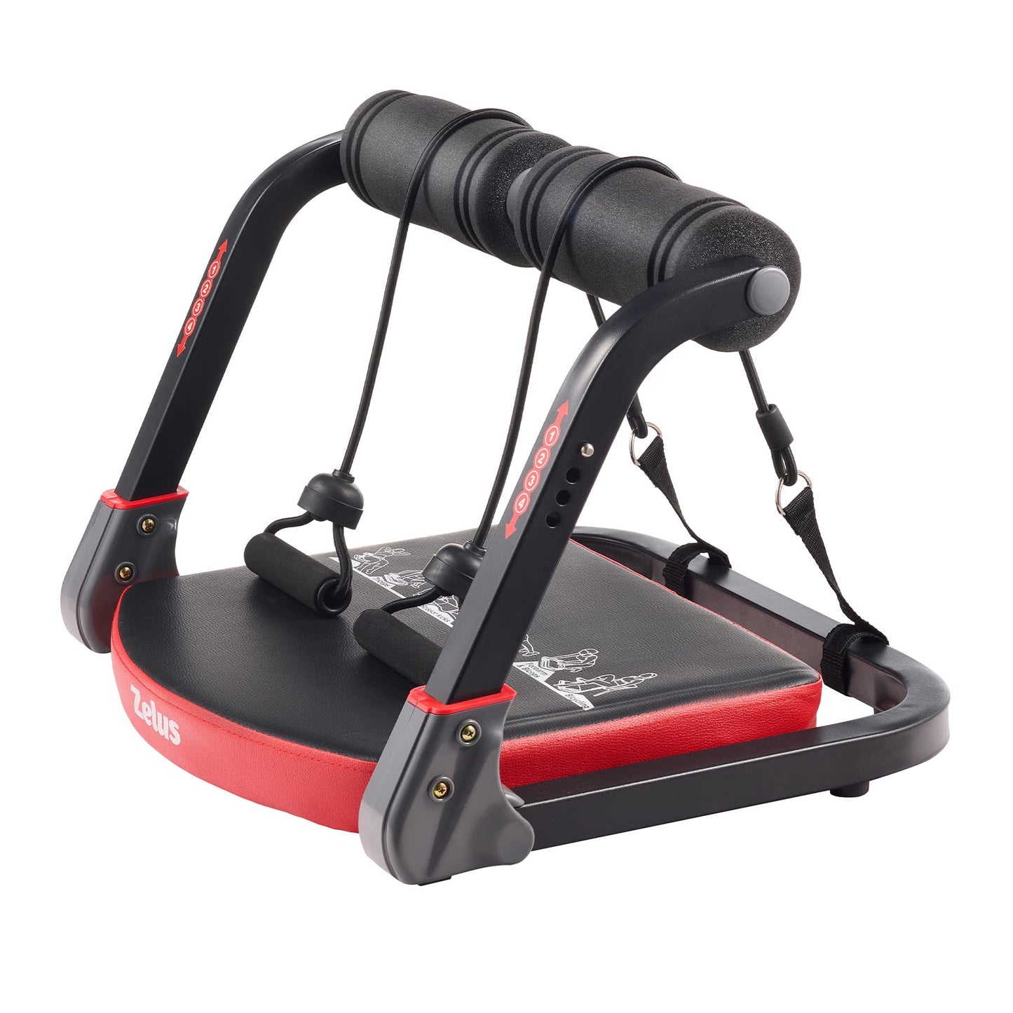 ZELUS Ab Machine with Resistance Bands for Home Gym, 2 in 1 Ab Workout Equipment with Rebound Assist 4 Intensities, Core Strength Trainer Whole Body Exercise Fitness Equipment for Home Workouts