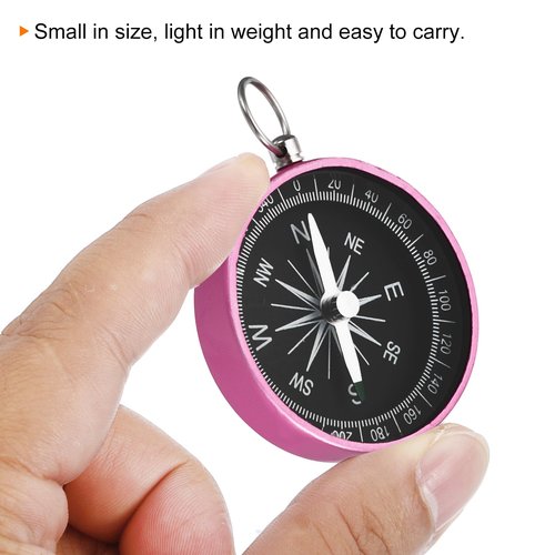 PATIKIL Pocket Compass, Survival Sports Navigation Compass with Key Ring for Outdoors Camping Hiking, Pink