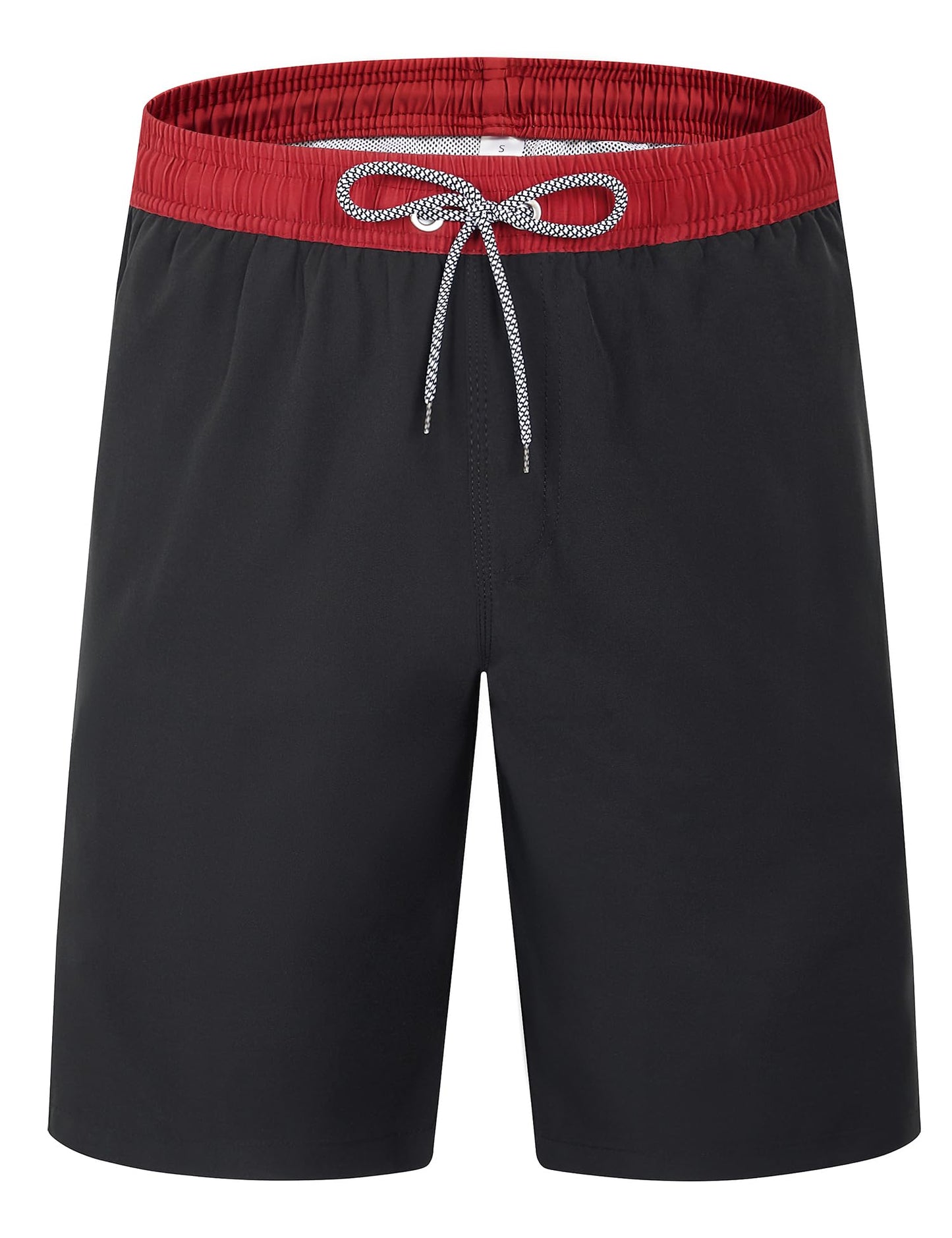 ELETOP Men's Swim Trunks Quick Dry Bathing Suit Swimming Board Shorts Mesh Lining Beach Swimwear Black S