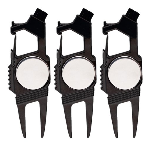 3pcs 7-in-1 Golf Turf Repair Tool, Divot Repair Tool with Magnetic Ball Marker Bottle Opener Groove Cleaner Club Holder & Putter Alignment Golf Accessories for Men Women Golfers