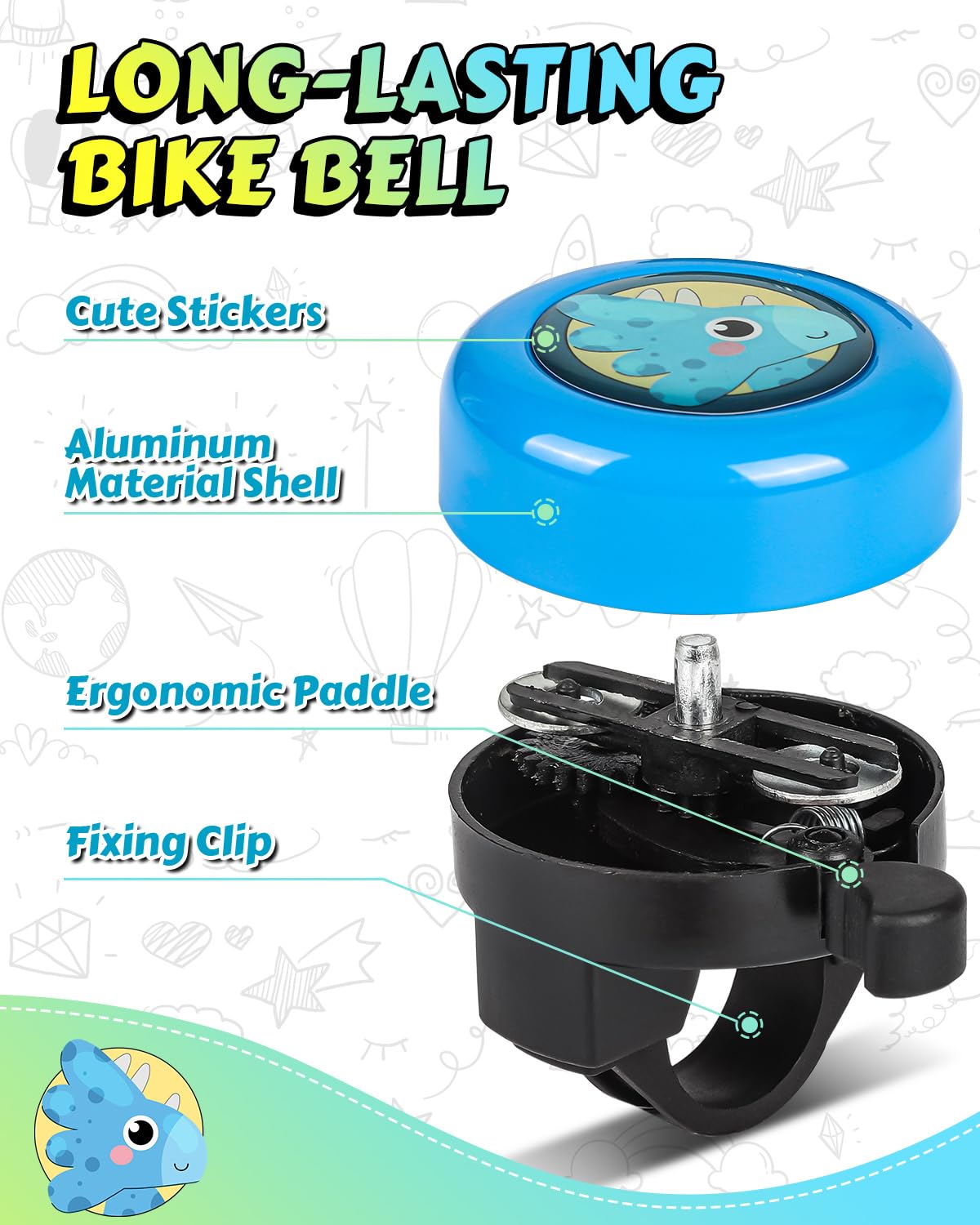 VICTGOAL Bike Bell for Kids with Loud Clear Sound, Bicycle Bell Scooter Bike Horn Ringtone Alert Cute Cycling for Toddler Children Boys Girls