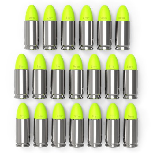 FIREGOWIN Pro 9mm Dummy Rounds – Training Snap Caps, Reusable Dry Fire Training Round with Rubber Primers (Green 20-Pack)
