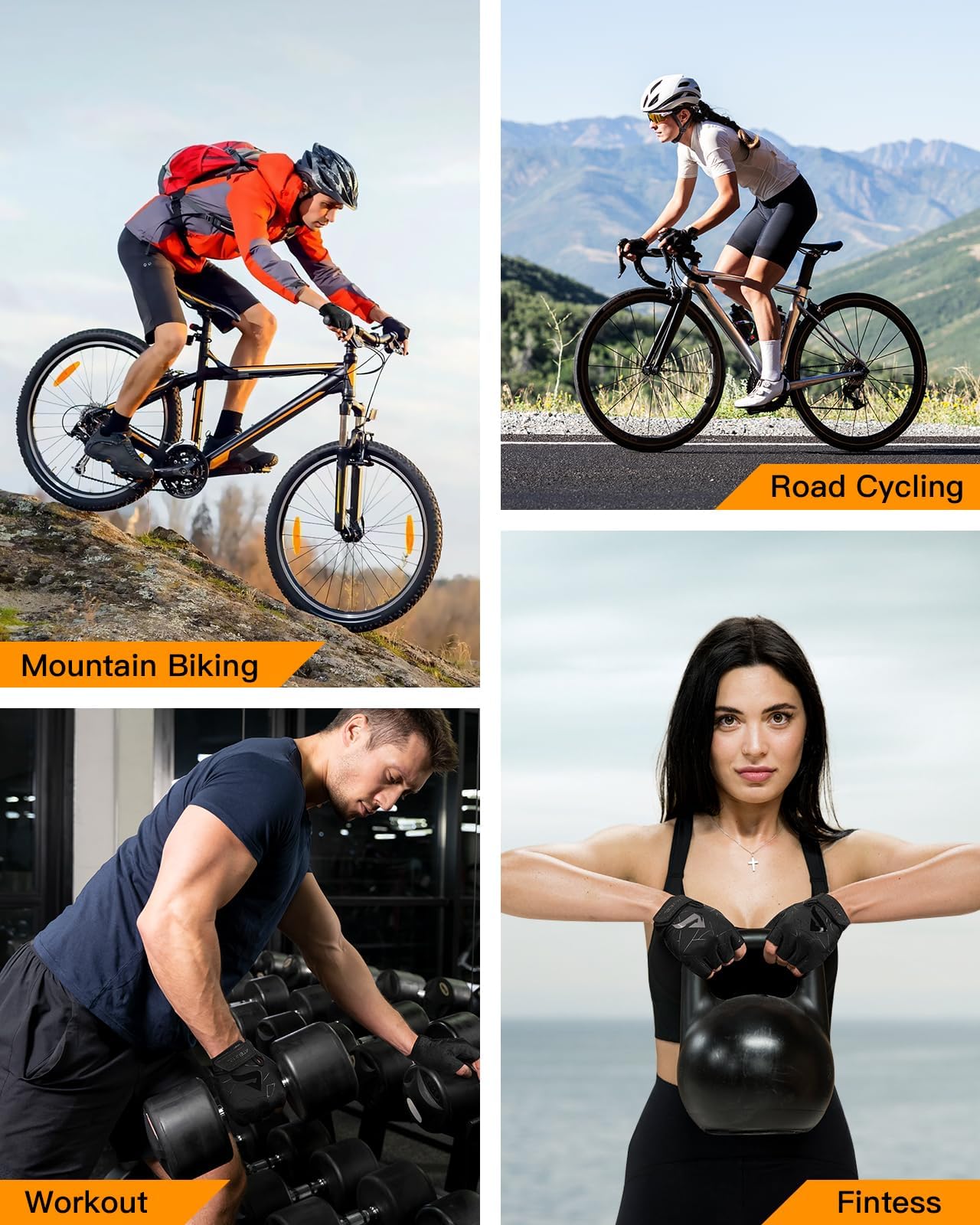 ATERCEL Cycling Gloves, Bike Gloves for Men Women, Bicycle Gloves for Cycling, Workout, Gym, Training, Weight Lifting Outdoor, Dirt Bike, Mountain Bike, and Riding (Black, Medium)