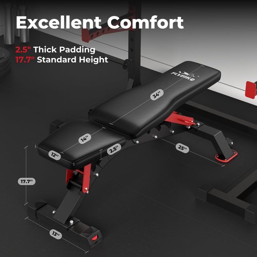 FLYBIRD Weight Bench, 1200LBS Weight Capacity Strength Training Bench Heavy-duty Adjustable Workout Bench