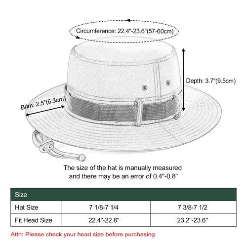 BOTVELA Men Outdoor Boonie Cap Summer Fishing Safari Bucket Sun Hat (Navy, 7 3/8-7 1/2)