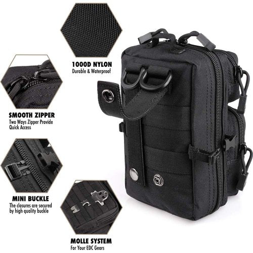 LIVANS Tactical Molle Utility Pouch, EDC Tool/Tactical Phone, Mini Waist Pouches Medical IFAK Pack Design of 3-Day Assault Backpack
