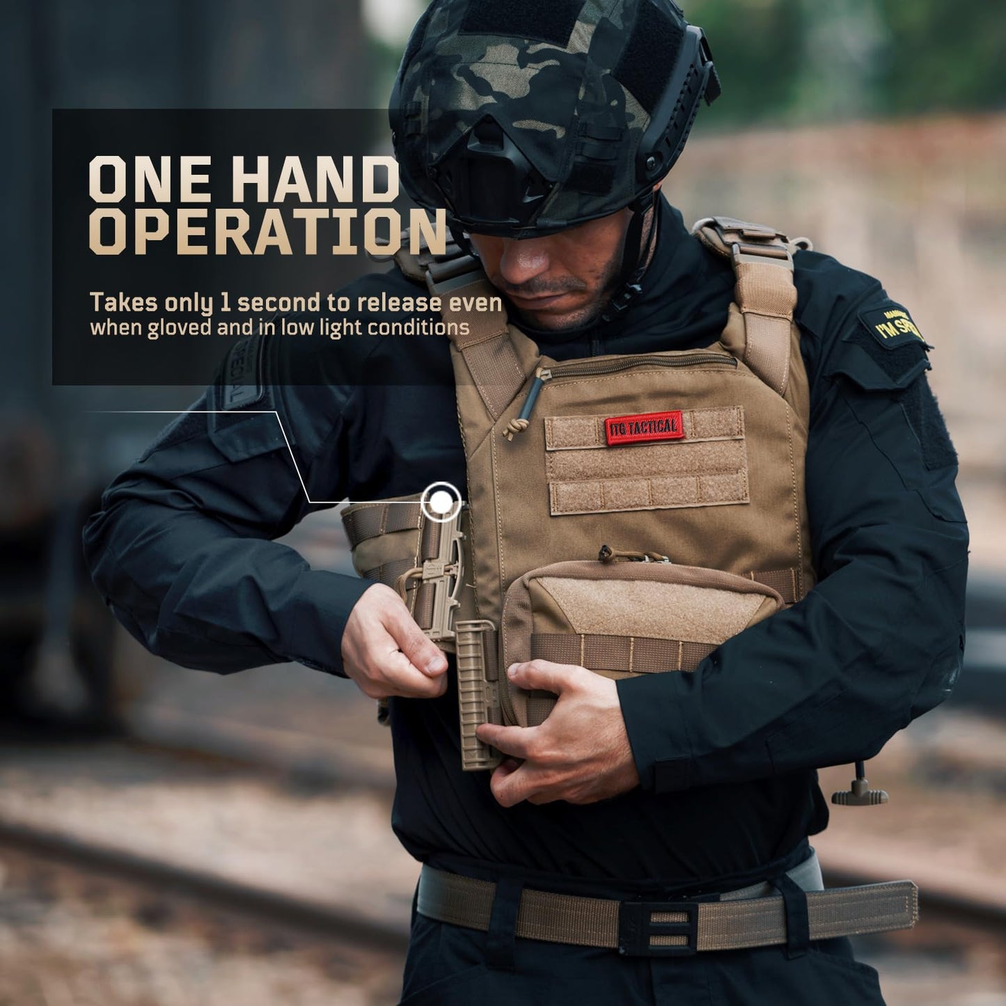 1TG Quick Release MOLLE Vest for Men Breathable and Adjustbale Vest, One Size Fully Adjustable
