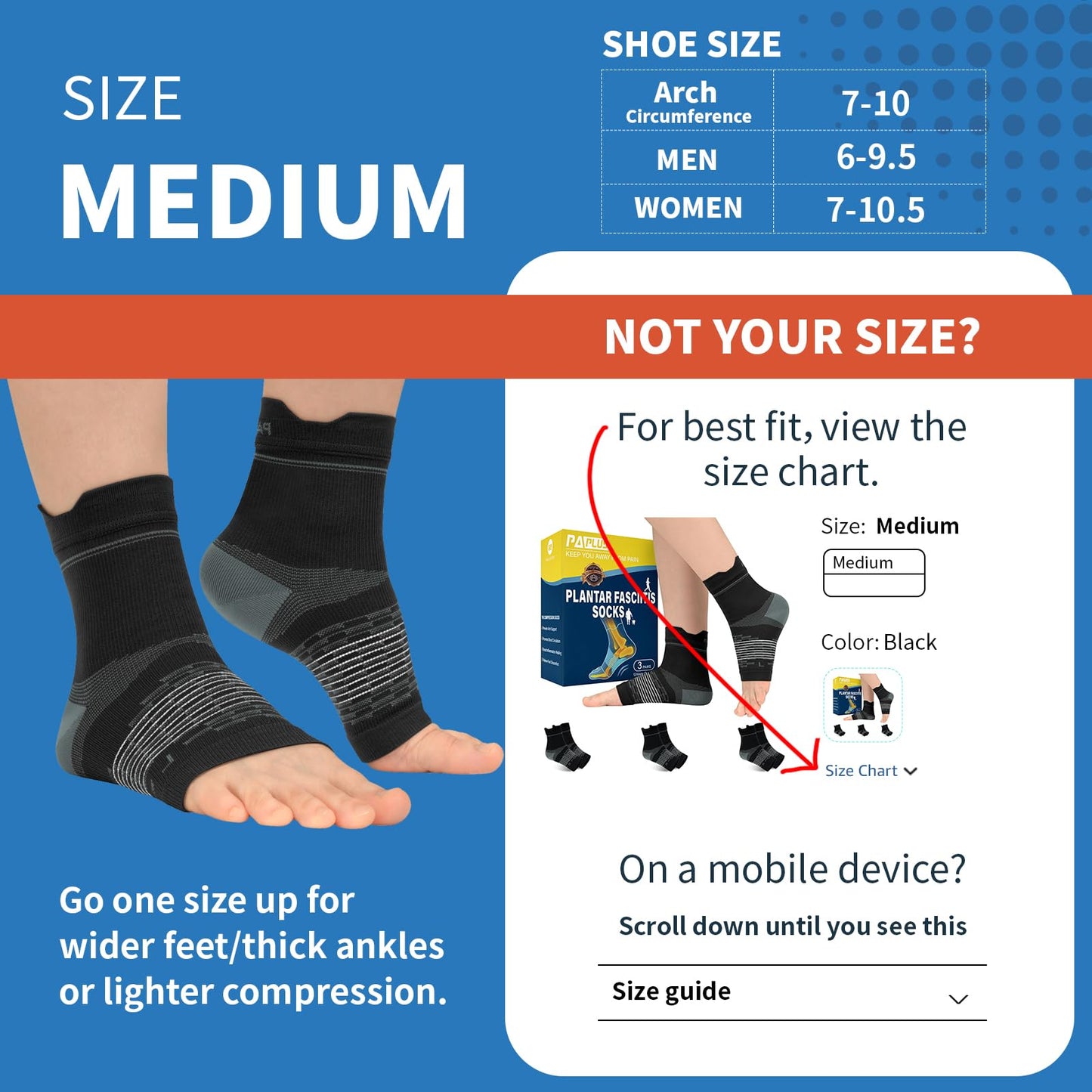 PAPLUS 3 Pairs Plantar Fasciitis Socks Women & Men - Ankle Compression Sleeve for Sprained Ankle, Heel Spur & Arch Support - Foot Brace for Achilles Tendonitis Relief, Arthritis Pain