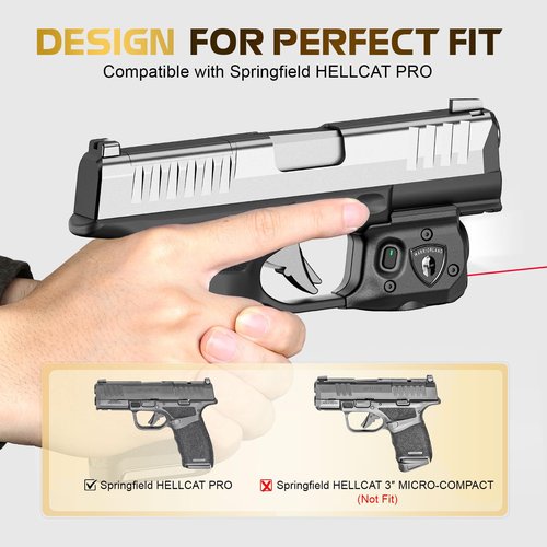 WARRIORLAND Pistol Light Laser Combo Fits Springfield Armory Hellcat Pro, Compact 150-Lumen Trigger Mounted Tactical Weapon Light with Red Laser & White LED, Power Indicator & 3 Light Mode, SLL-110