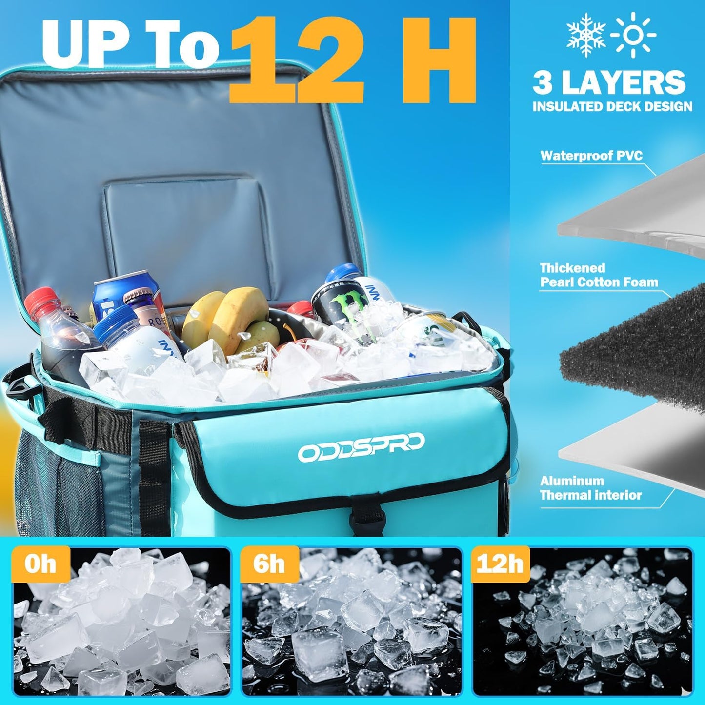 28L Paddle Board Cooler, Unique Top Opening Flap Waterproof Paddleboard Cooler, Durable PVC Material Fits 42 Cans with Bottle Opener, Paddle Board Accessories for SUP, Kayaking, Camping, Fishing