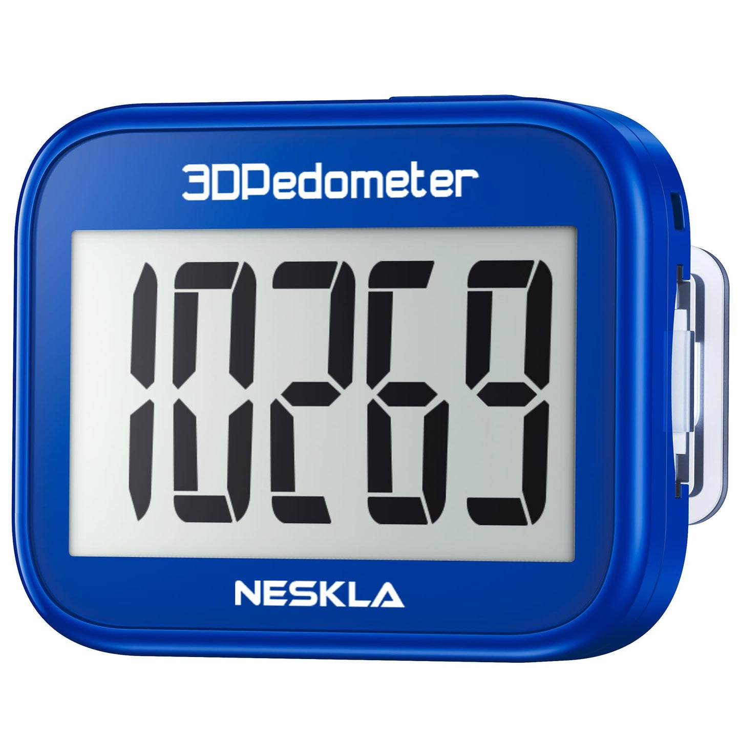 NESKLA 3D Pedometer for Walking, Simple Step Counter with Large Digital Display, Step Tracker with Removable Clip Lanyard, Accurately Track Steps for Men Women Kids Adults Seniors-Dark Blue