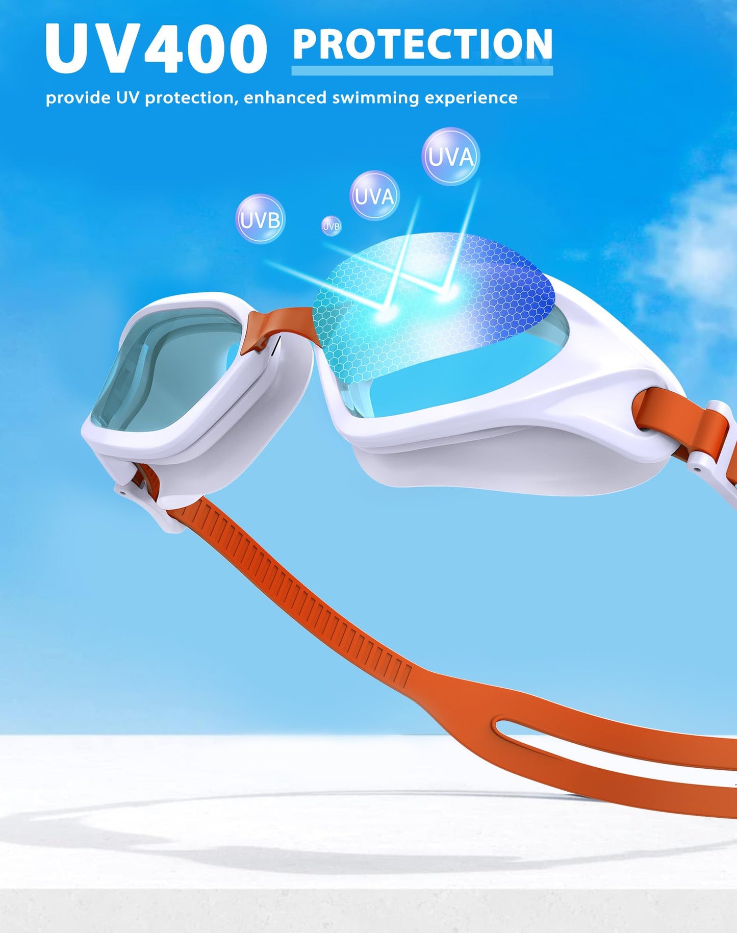 Vegemono Swim Goggles, Unisex Adult Swimming Goggles Anti Fog Anti UV No Leakage Wide View for Men Women Youth