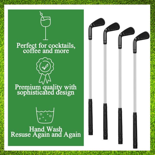 Domensi 12 Pcs Golf Coffee and Cocktail Stirrers Plastic Golf Club Appetizers Stirrers Cocktail Pick for Drink Coffee Liquor Cake Golfing Gifts Party Favors Decorations (Classic Style)