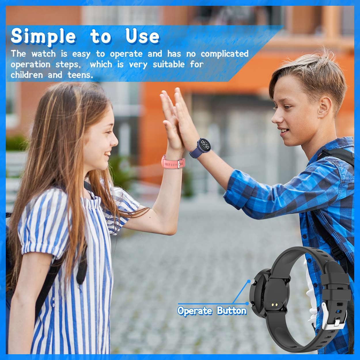 Konewos Kids Digital Fitness Tracker Watch, Outdoor Sports Boys Girls Children Wristwatch, Waterproof, with Alarm Clock, Stopwatch, Pedometer Watch (Black)