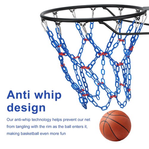 Yyiwhmy Basketball Net Replacement Heavy Duty,Resin Material, Anti-Rust Use Indoor Outdoor Standard 12-Ring Basketball Hoop（Bule）