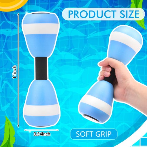 Seenelling Water Aerobics Set for Aquatic Exercise 2 Pcs Foam Dumbbells 2 Pcs Foam Aquatic Cuffs Ankle Arm Pool Resistance Fitness Equipment Weights Equipment for Training Water Workouts