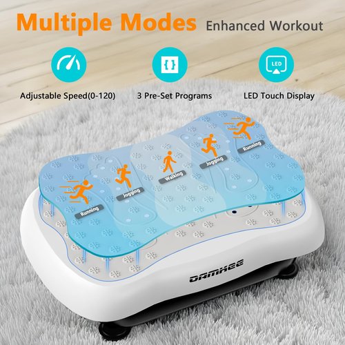 Damkee Vibration Plate Exercise Machine, Vibrating Equipment for Weight Loss and Lymphatic Drainage Massager, 3D Waver Exerciser for Fitness, Full Body Workout Shake Board with 120 Adjustable speeds