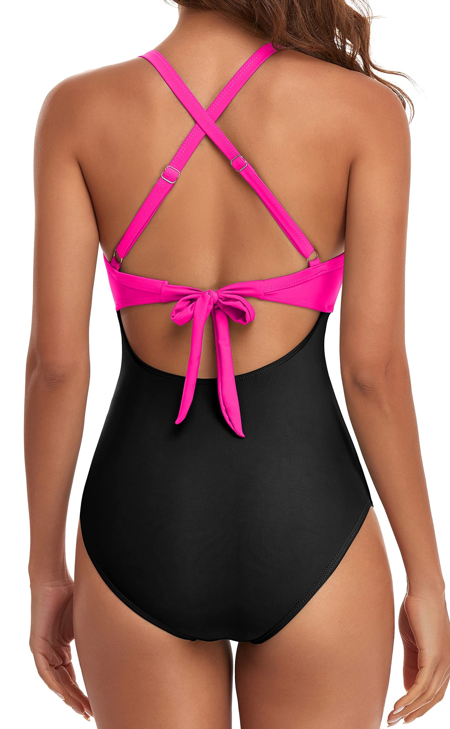 Eomenie Women's Tummy Control One Piece Swimsuit Cutout Bathing Suit L
