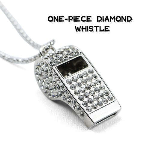 ARCSTILL Metal Rhinestone Lanyard Whistle Bling Crystal Loud Sound with Chain Whistle for Coaches, Referee, Teachers, Police, Lifeguard, Emergency, Sports, Adults (Silver)