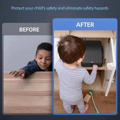 Portable Safe with Fingerprint, Keypad Lock, Key, Small Biometric Safe for Travel, Home, Car, Nightstand Beside, Drawer
