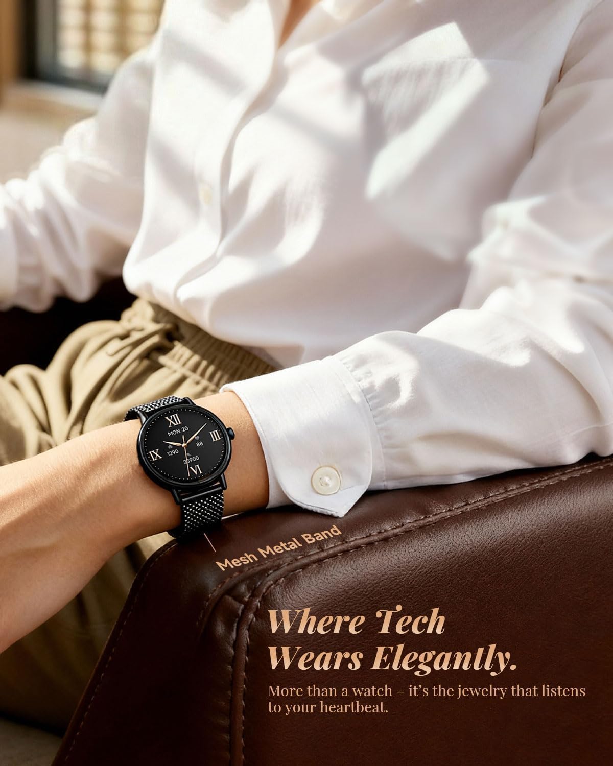 TOOBUR Smart Watch for Men Women with Two Bands, 40mm HD Smartwatch, Compatible with Android & iOS, Answer/Make Calls, Fitness Watch with Step/Sleep/HR Tracker, IP68, Stylish Gift, Black