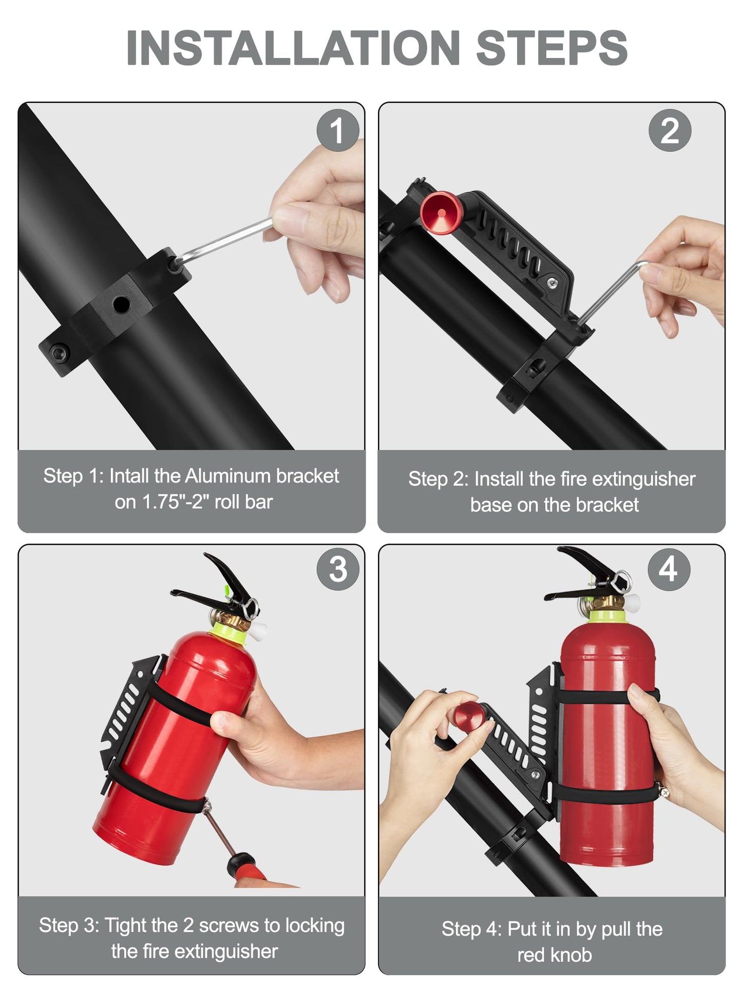ZIDIYORUO UTV Fire Extinguisher Mount, Roll Bar Fire Extinguisher Holder
