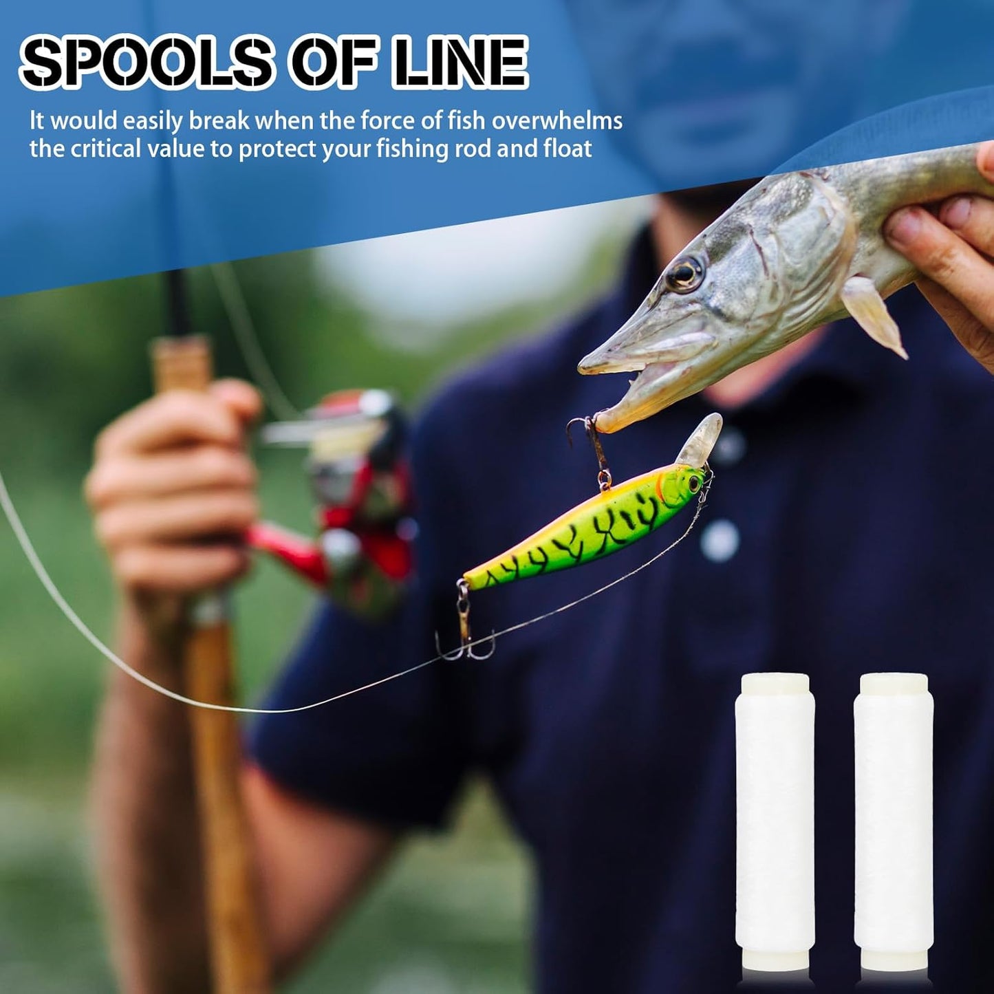 2 PCS Fishing Bait Elastic Thread Invisible Fishing Bait String Fishing Line 0.2mm Length 656 Feet per Spool No Knots Required Bait Keeper Stretchy Clear String for Salmon Sturgeon Catfish