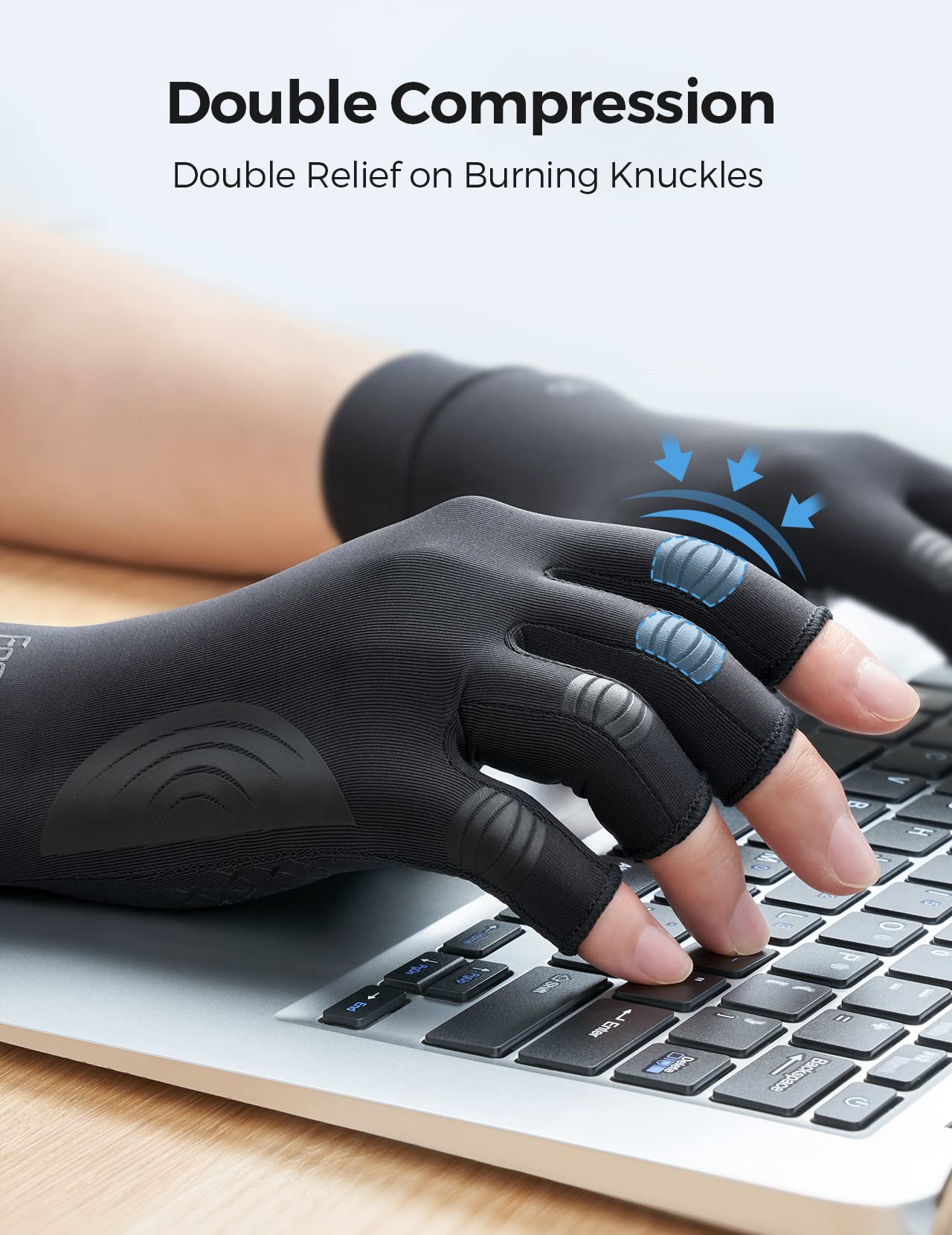 FREETOO Copper Arthritis Gloves for Carpal Tunnel Pain Relief, Strengthen Compression Gloves to Alleviate Hand Pains,Swelling, Fingerless Computer Typing Gloves for Rheumatoid, Tendonitis Women/Men-M