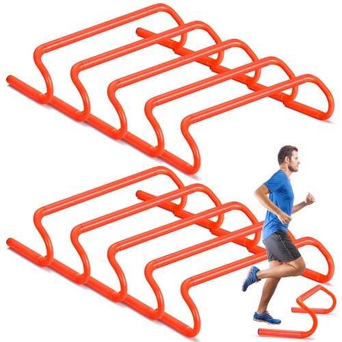 Wettarn 10 Pcs Speed Agility Training Hurdles Detachable Durable Hurdle Agility Plyometric and All Purpose Speed Training Equipment for Athletes Soccer Basketball(6 Inch,Orange)