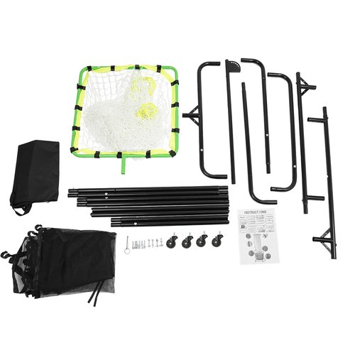 Volleyball Setter Training Equipment Volleyball Setting Trainer Setter Net with 2 Target Hoop, Angle and Height Adjustable, w/Ball Collection Bag