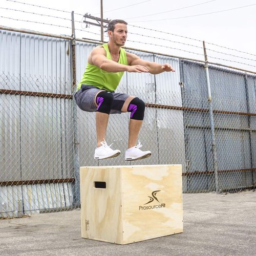 ProsourceFit 3-in-1 Wood Plyometric Jump Box For Cross Conditioning, Agility, Vertical Jump Training & Plyo Workouts, Beige, 24L x 20W x 16H