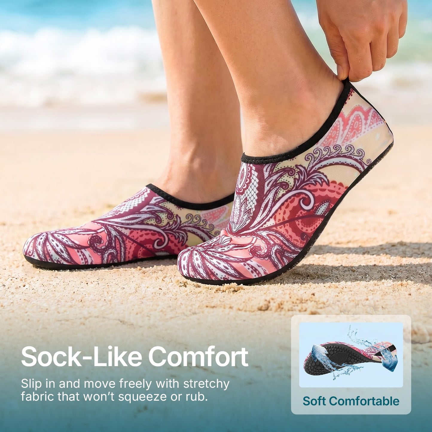 Water Shoes for Women Men Quick-Dry Aqua Socks Swim Beach Barefoot Yoga Exercise Wear Sport Accessories Pool Camping Must Haves Adult Youth Size 8.5-9.5Women/7.5-8.5Men