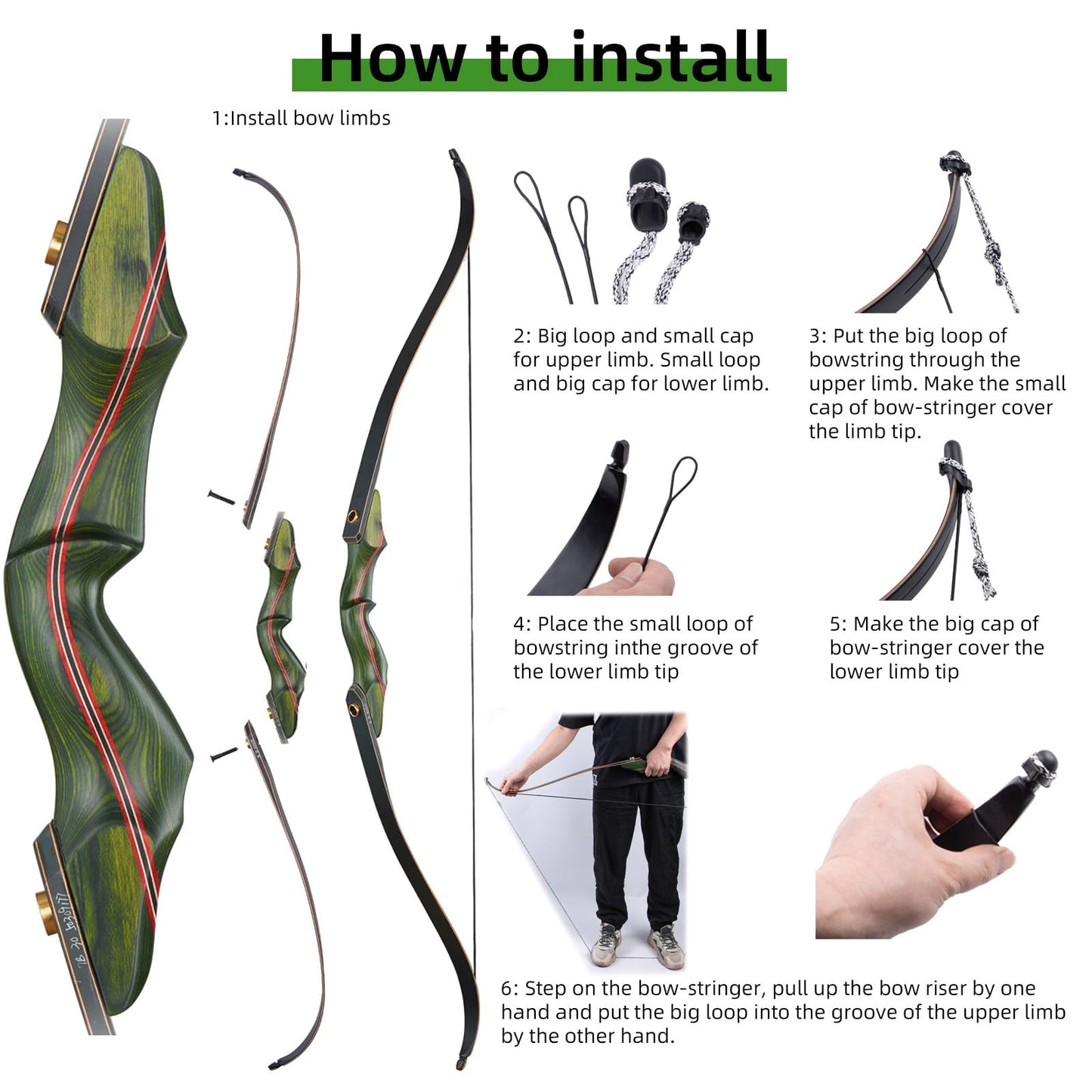 GQT Archery 60" Recurve Bow and Arrow Set for Adults, 30-50lbs Right Hand Wooden Hunting Bow for Outdoor, Hunting and Practice, Standard Target Archery Beginner Recurve Bow and Arrows Kit (50lbs)
