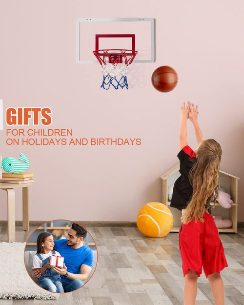 XXXYYY Mini Basketball Net Replacement 8 Loop [2 Pack], Vibrant Color, for Indoor Door/Room Walls 8"-10.25" Hoop - Red White and Blue