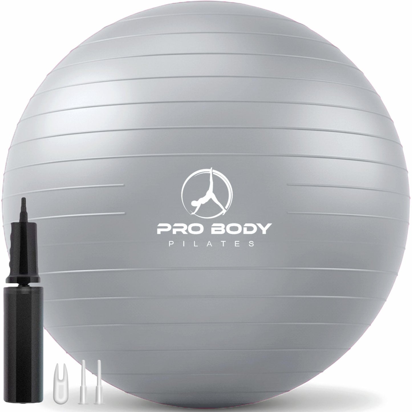 ProBody Pilates Exercise Ball - Multiple Sizes Gym Grade Balance Ball for Fitness, Workout, Pregnancy & Physical Therapy, Stability Yoga Ball Chair (Silver, 55cm)