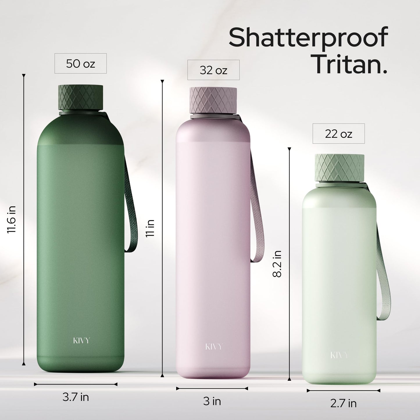 KIVY Slim Water Bottle 32oz [Lightweight & Shatterproof] Fits Backpack & Cupholder for Travel, Sports, School - Beige water bottle no straw - Cute aesthetic water bottles screw top - Dishwasher Safe